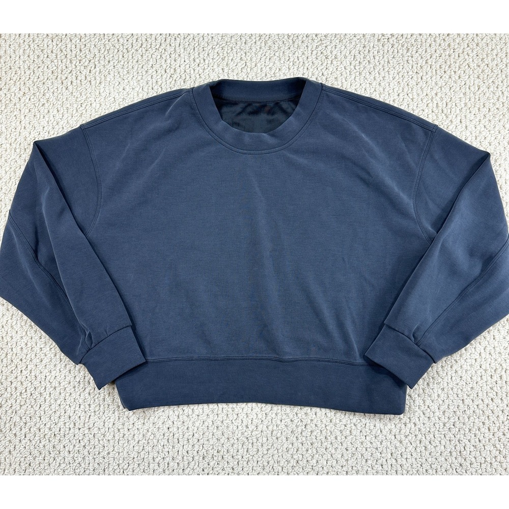 Lululemon Sweatshirt Womens 6 Black Softstreme Perfectly Oversized Cropped Crew